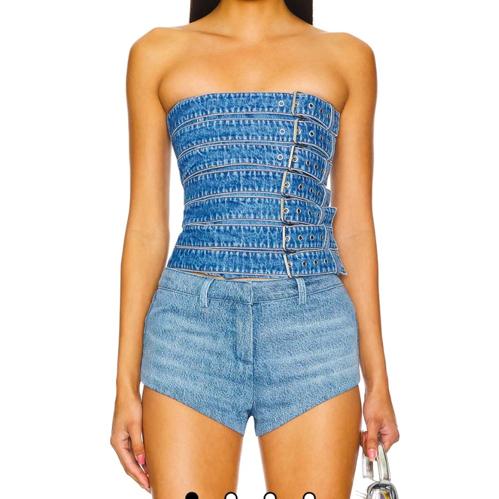 Giuseppe di Morabito Denim Belt Crop Top Size XS/S